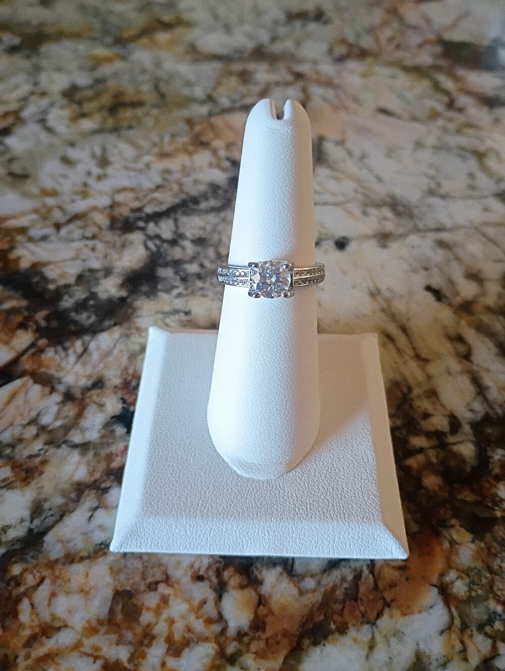 1 CT Round Moissanite Ring Size 7 GRA Report D Color